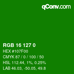 Color code: RGB 16 127 0 | qconv.com