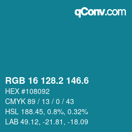 カラーコード: RGB 16 128.2 146.6 | qconv.com