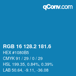 カラーコード: RGB 16 128.2 181.6 | qconv.com