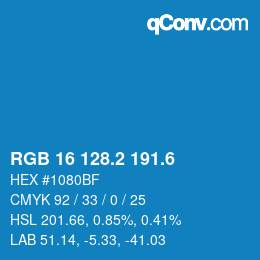 カラーコード: RGB 16 128.2 191.6 | qconv.com