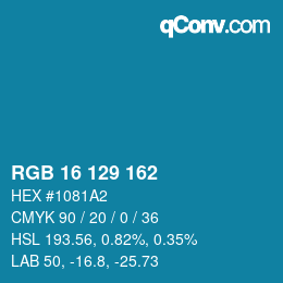 Color code: RGB 16 129 162 | qconv.com