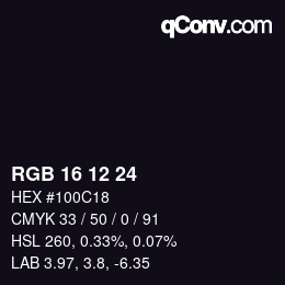 Color code: RGB 16 12 24 | qconv.com