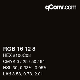 カラーコード: RGB 16 12 8 | qconv.com