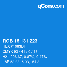 Color code: RGB 16 131 223 | qconv.com