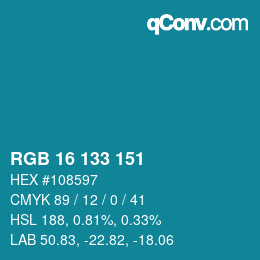 Color code: RGB 16 133 151 | qconv.com