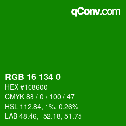 Color code: RGB 16 134 0 | qconv.com