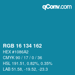 Color code: RGB 16 134 162 | qconv.com