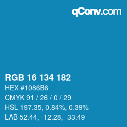 Color code: RGB 16 134 182 | qconv.com