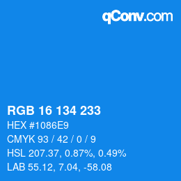 Color code: RGB 16 134 233 | qconv.com