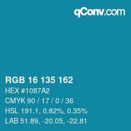 Color code: RGB 16 135 162 | qconv.com