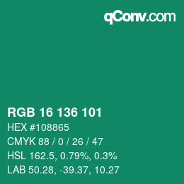 Color code: RGB 16 136 101 | qconv.com