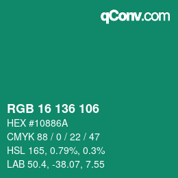 Color code: RGB 16 136 106 | qconv.com