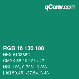 Color code: RGB 16 136 108 | qconv.com
