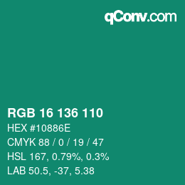 Color code: RGB 16 136 110 | qconv.com