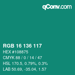 Color code: RGB 16 136 117 | qconv.com