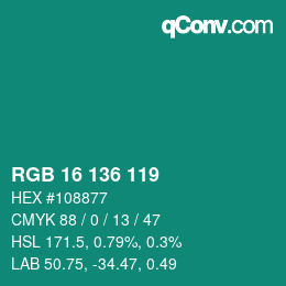 Color code: RGB 16 136 119 | qconv.com