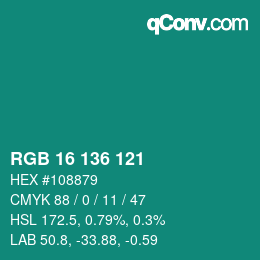 Color code: RGB 16 136 121 | qconv.com