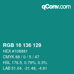 Color code: RGB 16 136 129 | qconv.com