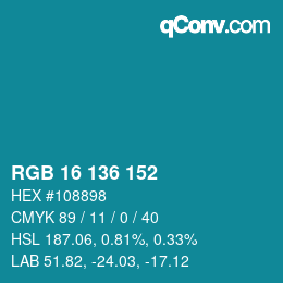 Color code: RGB 16 136 152 | qconv.com