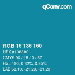 Color code: RGB 16 136 160 | qconv.com