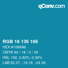 Color code: RGB 16 136 166 | qconv.com