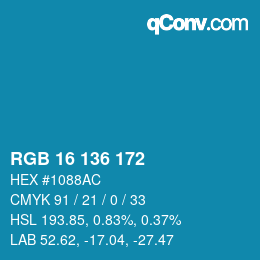 Color code: RGB 16 136 172 | qconv.com