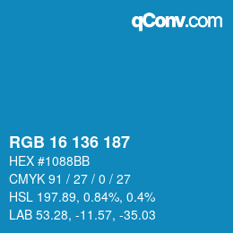 Color code: RGB 16 136 187 | qconv.com