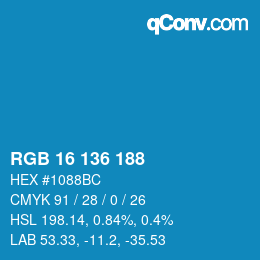 Farbcode: RGB 16 136 188 | qconv.com