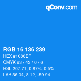 Color code: RGB 16 136 239 | qconv.com
