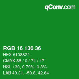 Color code: RGB 16 136 36 | qconv.com