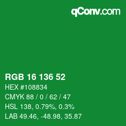 Color code: RGB 16 136 52 | qconv.com