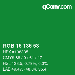 Color code: RGB 16 136 53 | qconv.com
