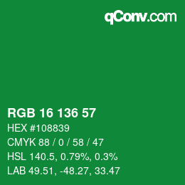 Color code: RGB 16 136 57 | qconv.com
