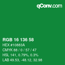 Color code: RGB 16 136 58 | qconv.com