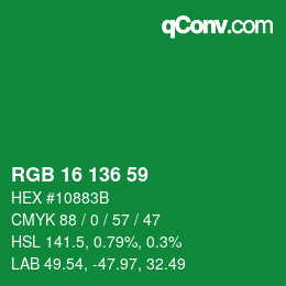 Color code: RGB 16 136 59 | qconv.com