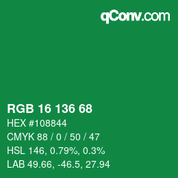 Color code: RGB 16 136 68 | qconv.com