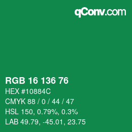 Color code: RGB 16 136 76 | qconv.com