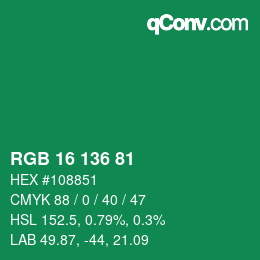 Color code: RGB 16 136 81 | qconv.com