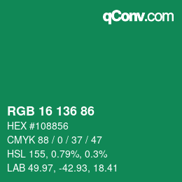 Color code: RGB 16 136 86 | qconv.com