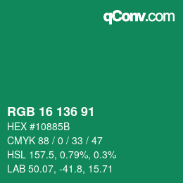 Color code: RGB 16 136 91 | qconv.com