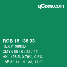 Color code: RGB 16 136 93 | qconv.com