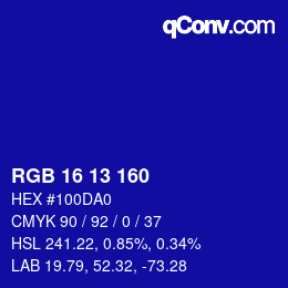 Color code: RGB 16 13 160 | qconv.com