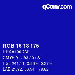 Color code: RGB 16 13 175 | qconv.com