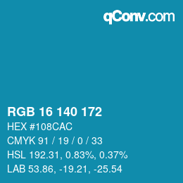 カラーコード: RGB 16 140 172 | qconv.com
