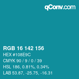 Color code: RGB 16 142 156 | qconv.com