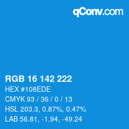 Código de color: RGB 16 142 222 | qconv.com