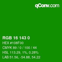 颜色代码: RGB 16 143 0 | qconv.com