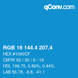 カラーコード: RGB 16 144.4 207.4 | qconv.com