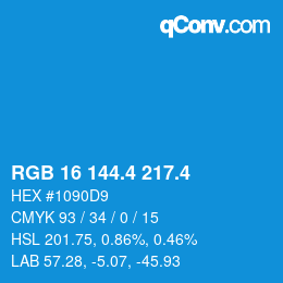 カラーコード: RGB 16 144.4 217.4 | qconv.com