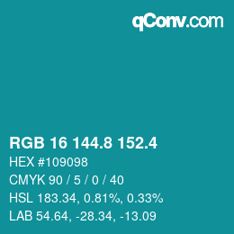 カラーコード: RGB 16 144.8 152.4 | qconv.com